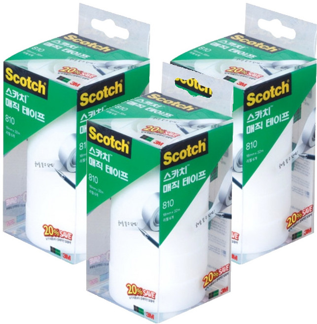 3M Scotch 神奇膠帶 經濟包 810-6 18mm x 32m 6個補充包, 單一顏色, 3套
