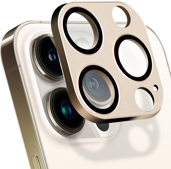 아이몰 카메라 렌즈 일체형 풀커버 강화유리 메탈 보호필름 골드, 1개