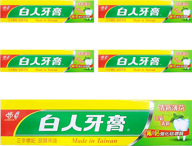 T.KI 白人 牙膏 清新薄荷, 130g, 5條