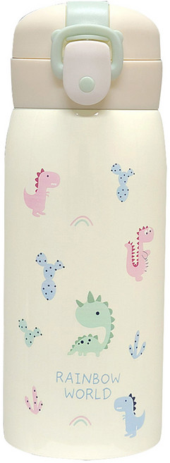 리틀 디노 원터치 보온보냉 텀블러, 옐로우, 350ml, 1개