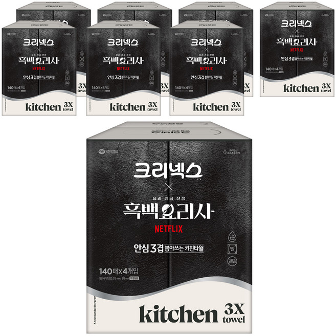 크리넥스 안심 3겹 뽑아쓰는 키친타올, 140개입, 32개
