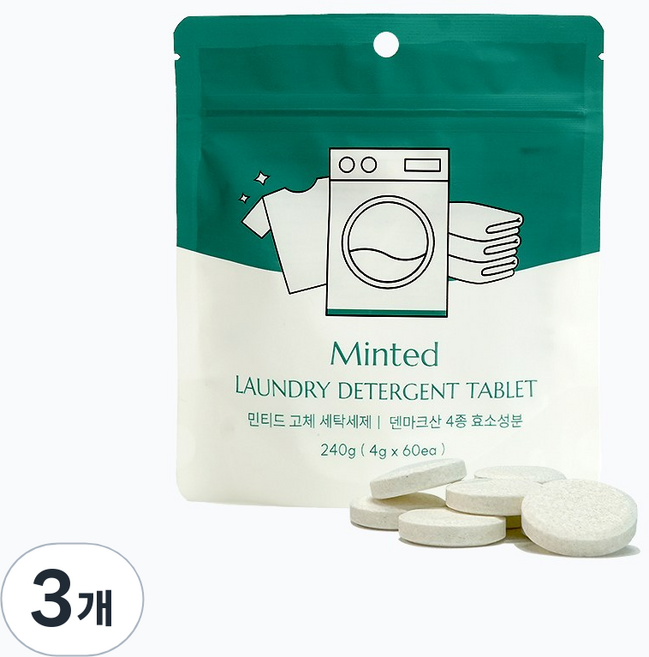민티드 고체효소 세탁 캡슐세제, 60개입, 3개