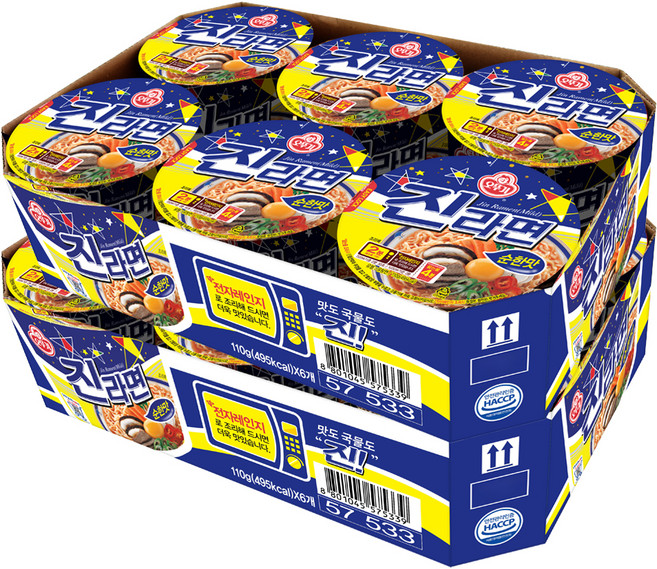 오뚜기 진라면 순한맛 용기 110g, 12개