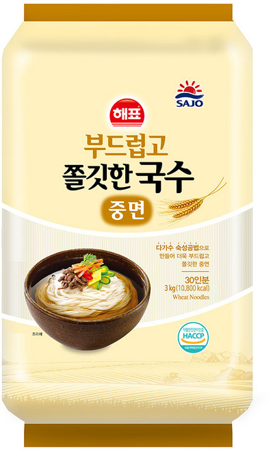 해표 부드럽고 쫄깃한 국수, 3kg, 1개