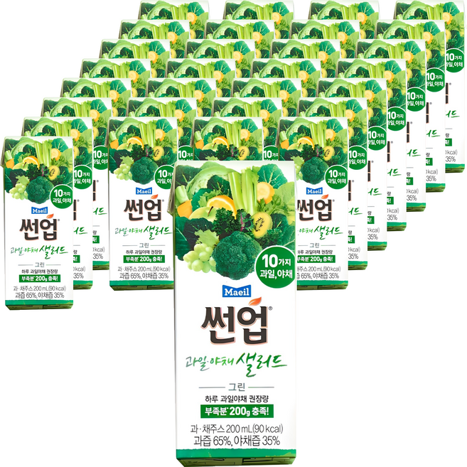 썬업 과일야채샐러드 그린 음료, 200ml, 72개