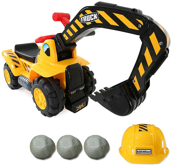 키즈휠 힘찬 포크레인 붕붕카, 혼합 색상, 1개