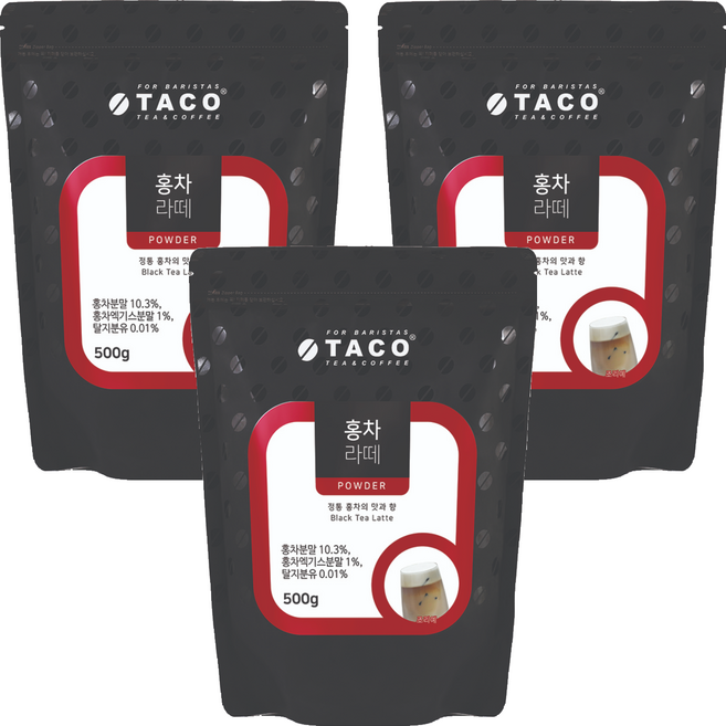 타코 홍차라떼 파우더 파우치, 500g, 1개입, 3개