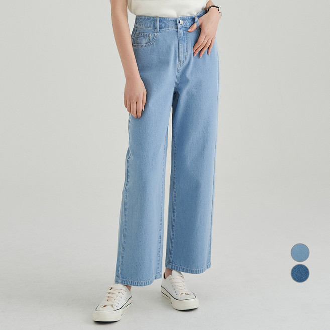 ELLE PARIS 세미와이드핏 이지 밴딩 경량 데님 팬츠