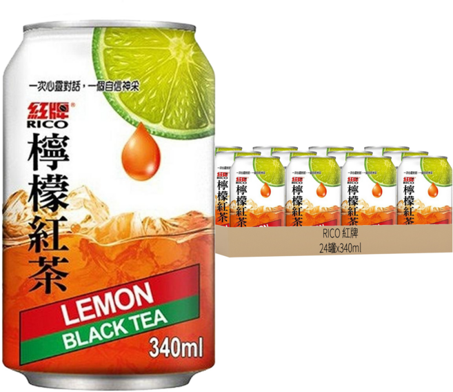 RICO 紅牌 檸檬紅茶, 340ml, 24罐