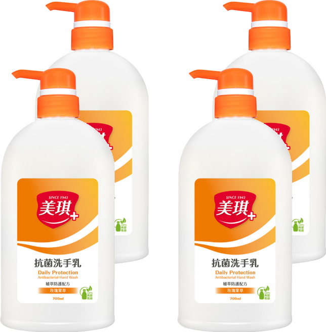 美琪 抗菌洗手乳 玫瑰果萃, 700ml, 4瓶