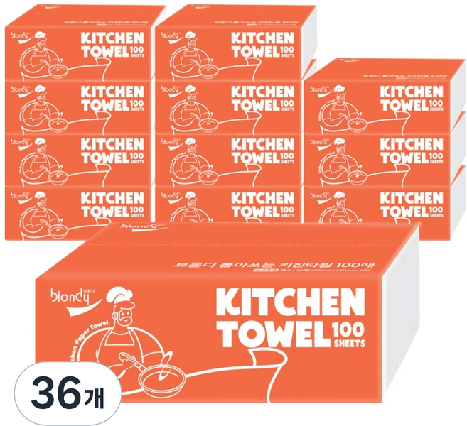브론디 3겹 천연펄프 뽑아쓰는 키친타올, 100매, 36개