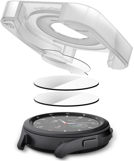 슈피겐 갤럭시워치 강화유리 액정보호 필름 글라스 tR슬림 이지핏 2매, 투명, 1개