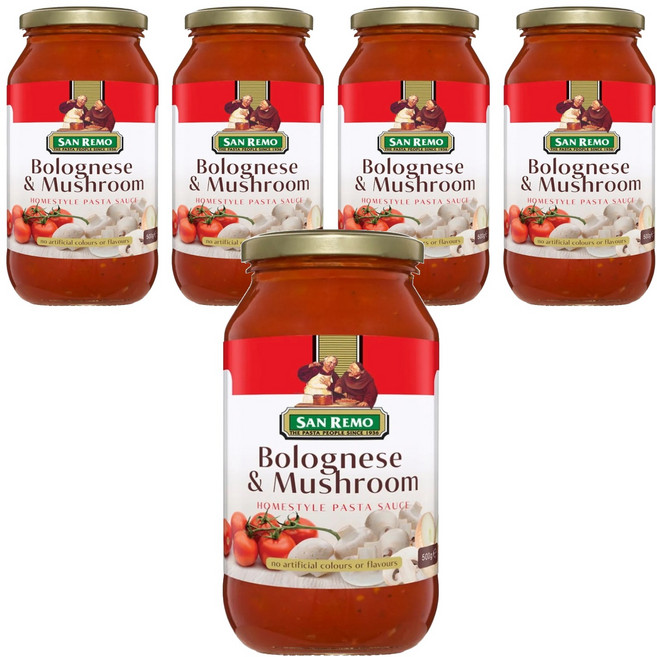 SAN REMO 頂級麵醬 起司蘑菇, 500g, 5罐