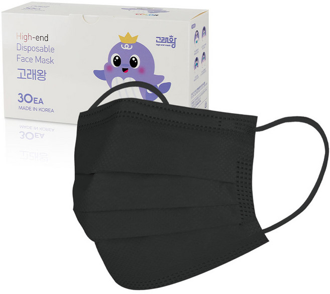 고래마스크 극세사 고래왕 마스크 특대형, 30개입, 1개, 시크블랙