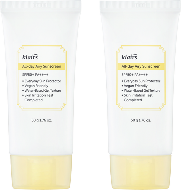 클레어스 올 데이 에어리 선크림 SPF50+ PA++++, 50g, 2개
