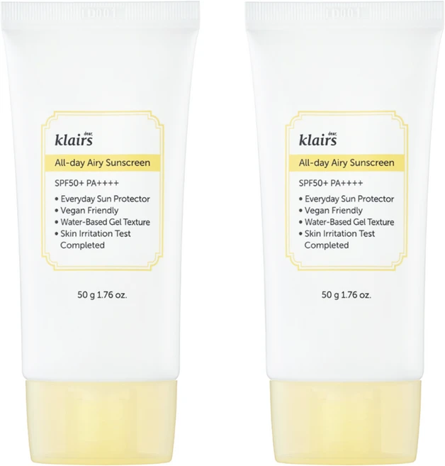클레어스 올 데이 에어리 선크림 SPF50+ PA++++, 50g, 2개 - 쿠팡