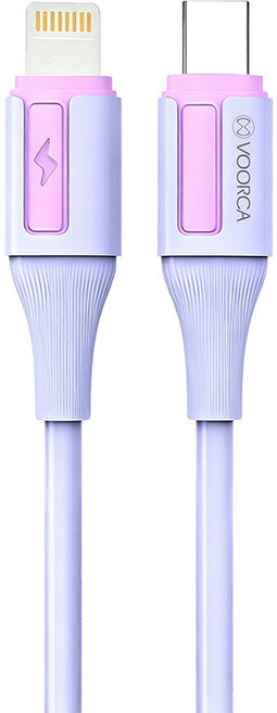 VOORCA Type-C To PD 極光硅膠充電線, 紫色, 1條, 120cm