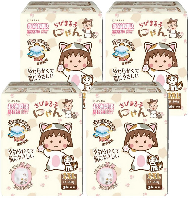 舒寶 超薄瞬吸褲型尿布 櫻桃小丸子聯名款, 2XL, 144片