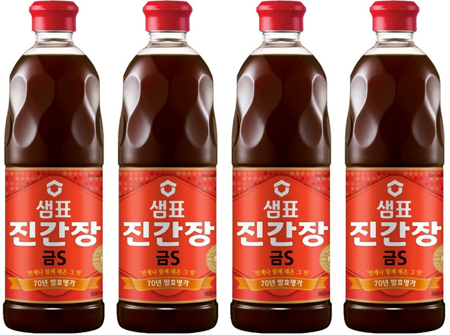 샘표 진간장 금S, 860ml, 4개