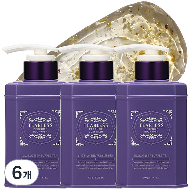 티블레스 퍼퓸 바디워시 퍼플티 플로럴우디향, 500g, 6개