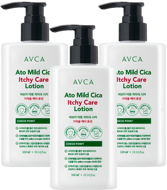 아브카 아토 저자극 시카 가려움케어 바디로션, 300ml, 3개