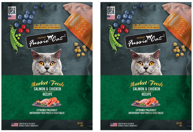 퍼시캣 3개월 이상의 전연령용 고양이 연어+치킨 레시피 건식사료, 닭+연어, 1kg, 2개