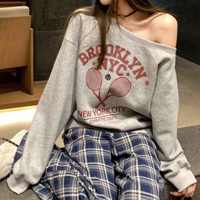 Awesomeful 女款 Olli 露肩大學T A25FT080745