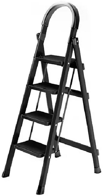 加厚碳鋼折疊人字梯 4步梯 碳鋼黑 4.9kg, 1個