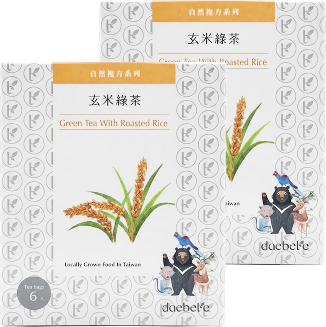daebete 茶米茶 自然複方 玄米綠茶茶包, 3g, 6包, 2盒