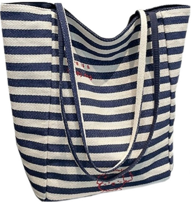 뷰레이터닷컴 해피독 양면 캔버스 스트라이프 에코백