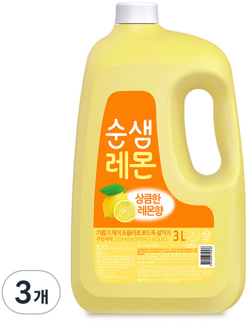 순샘 레몬 주방세제, 3L, 3개