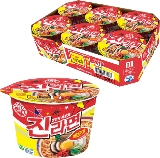 오뚜기 진라면 매운맛 용기 110 g, 6개