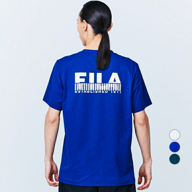 휠라 남녀공용 기능성 로고 바코드 반팔 티셔츠 FS2RSD2207X