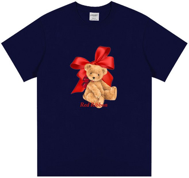 제니 여아용 오버핏 리본베어 반팔 티셔츠 JN2027T