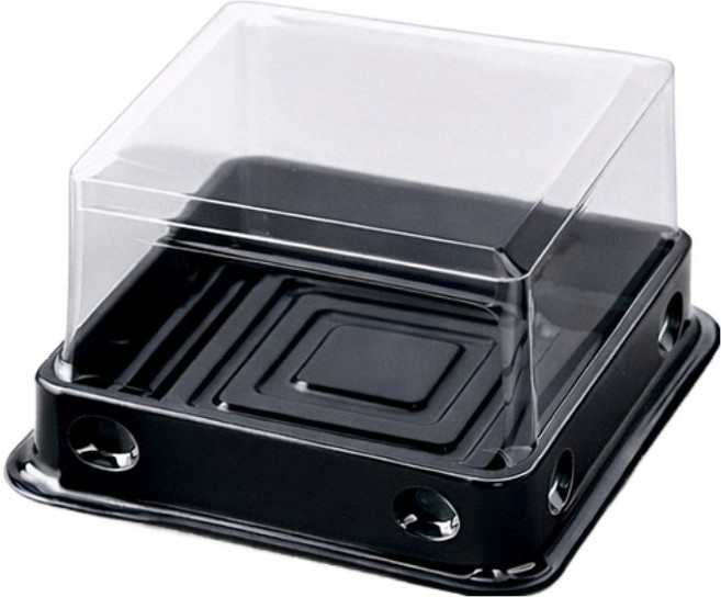 레드캣 투명 사각 화과자 두쫀쿠 용기 PET 케이스 중형, 블랙, 100개