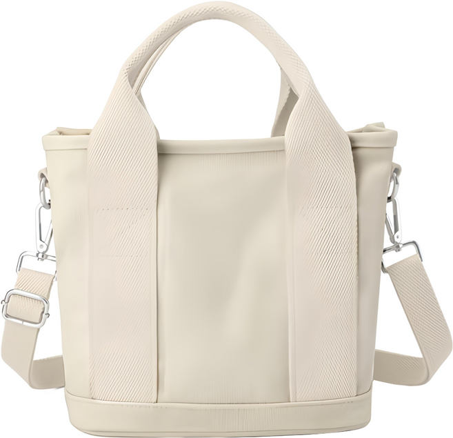 Lulubag 女用方形帆布環保袋 + 配件組, 象牙色