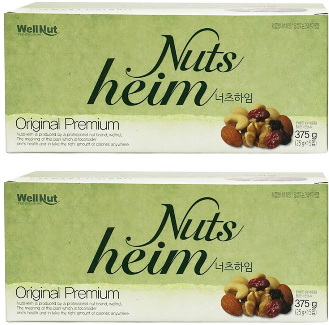 웰넛 자연두레 너츠하임 오리지널 견과류, 375g, 2개