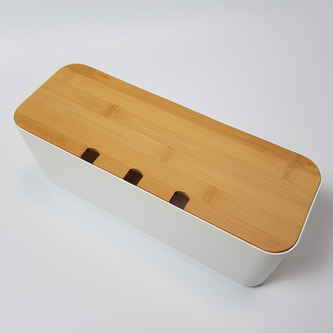 마코 우드 멀티탭 보관함, 1개, 화이트 대나무