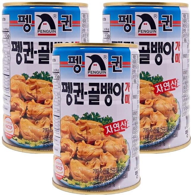 펭귄 자연산 골뱅이 가미, 400g, 3개