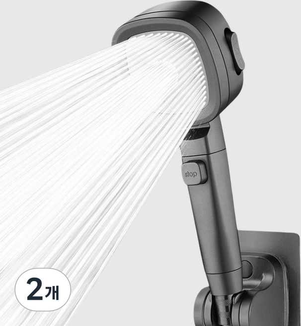 깔꼼샵 고압 샤워기 헤드, 2개, 그레이 샤워기헤드