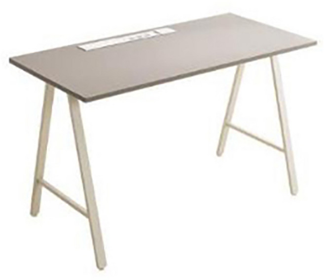 리바트 프레일 콘센트형 1200 일자책상 방문설치, 그레이(상판) + 화이트(다릿발)