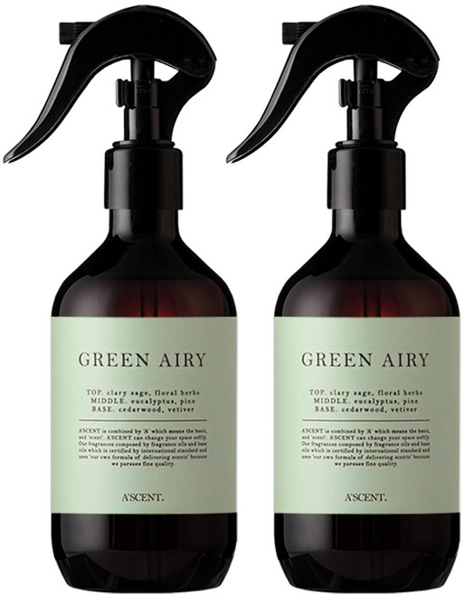 에이센트 드레스 퍼퓸 탈취제 그린에어리 본품, 250ml, 2개