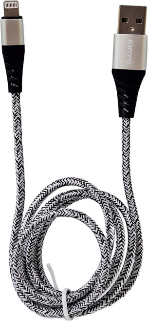 Kinyo 蘋果SR強化充電傳輸線 23g, 銀色 + 黑色, 1條, 1m