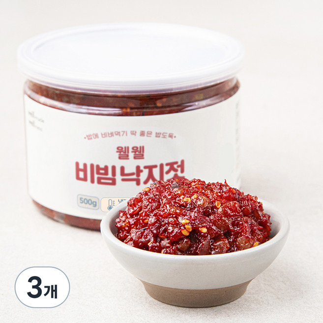웰웰 비빔 낙지젓, 500g, 3개