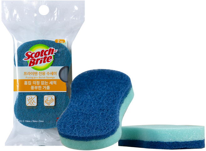 스카치브라이트 3M 프라이팬 전용 수세미, 2개입, 1개