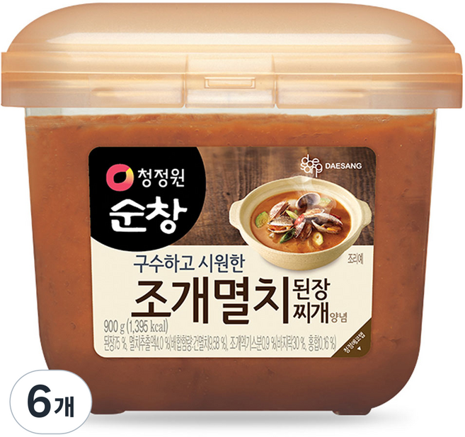 청정원순창 조개멸치 된장찌개 양념, 900g, 6개