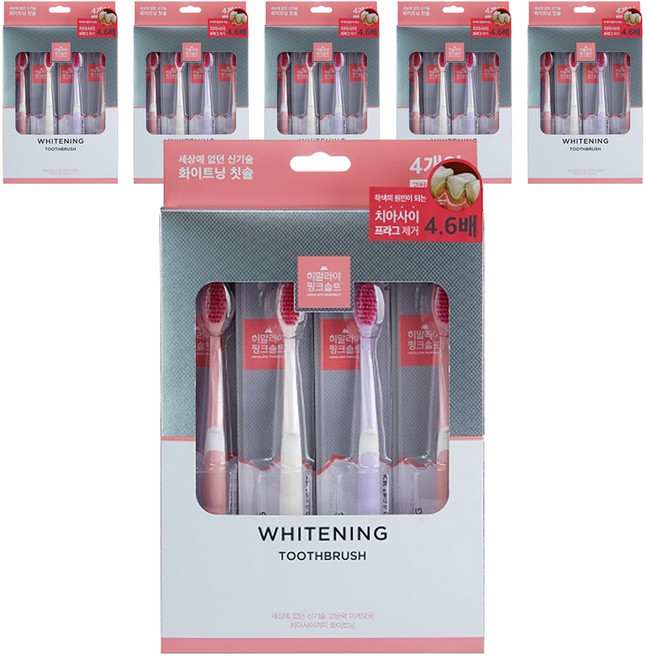 히말라야핑크솔트 화이트닝 칫솔, 4개입, 6개
