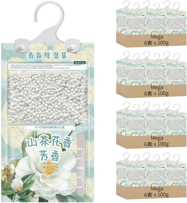 Mega 高級香氛可掛式除濕袋 山茶花香, 100g, 24套