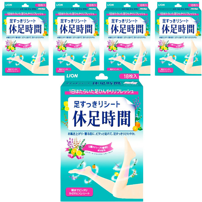 LION 獅王 休足時間 清涼舒緩貼片, 18片, 5盒