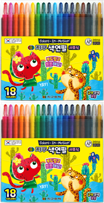 지구화학 샤프식 색연필, 18색, 2개